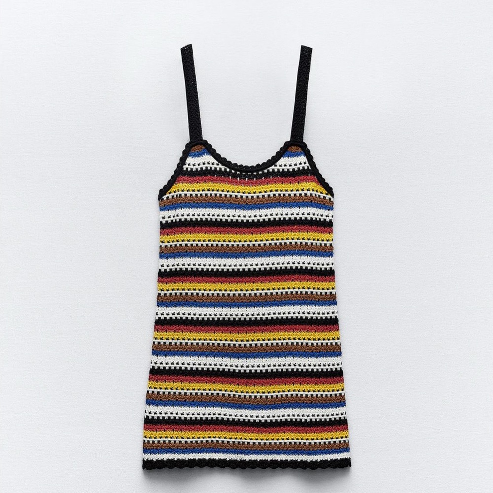 NWT Zara Striped Crochet Dress